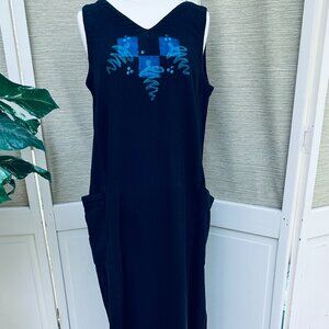 Vintage 90s Dress Black Loose Maxi Dress Artsy Dress Comfortable Maxi Vacation